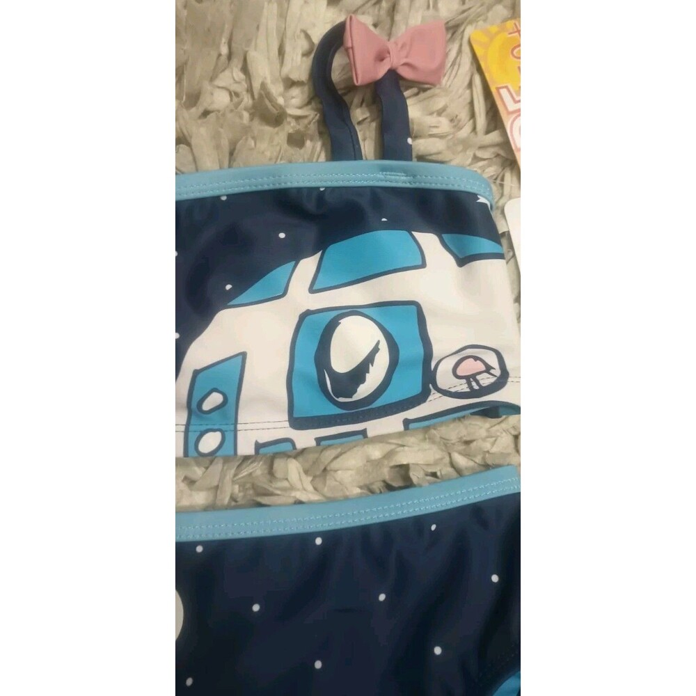 NWT Disney Store Star Wars R2-D2 Girls Two Piece Swimsuit Pink Bows Droid Size 3 - Picture 3 of 10
